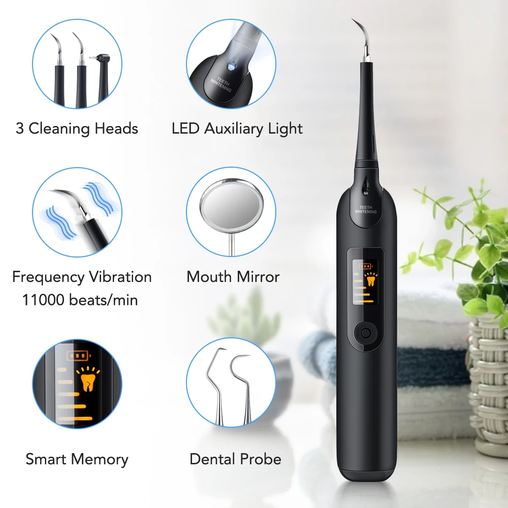 Teeth Whitening Toothbrush - Electric Dental Scaler Toothbrush Set LCD