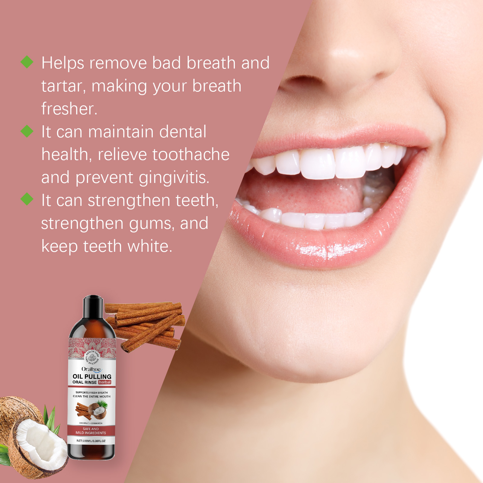 Coconut Pulling Oil Mouthwash  - огляд і ціна Teeth Whitening Oil Pulling
