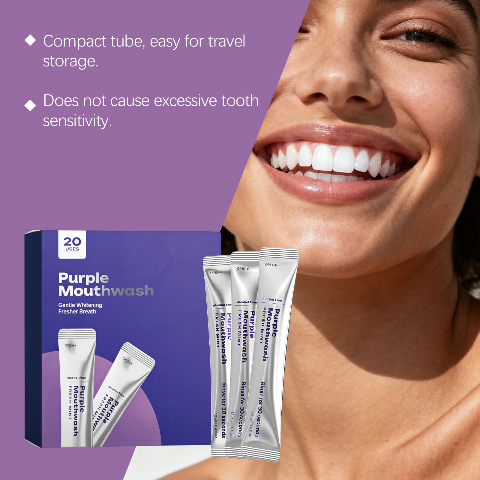Purple Mouthwash Strips Suppor - огляд і ціна Teeth Whitening Promotion